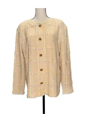 Vintage 1980s Alnoral Handloomed Wool Blend Cardigan Jacket USA NWT Large
